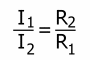 I1/I2 = R2/R1