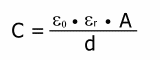 C = (Epsilon 0   ·   Epsilon r   ·   A) / d
